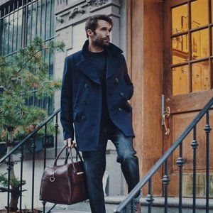 Italian Melton Wool-Blend Peacoat (XS, Navy)